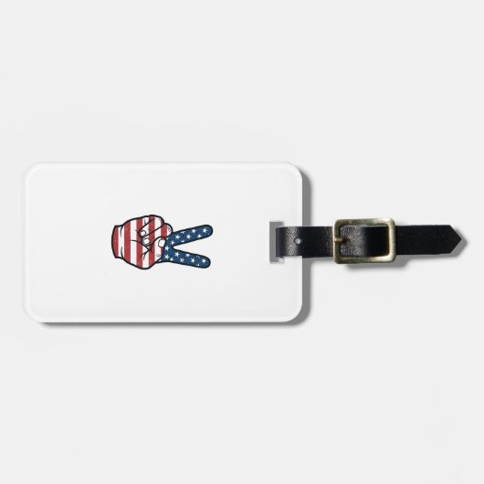 Vintage Patriottisch Vredesteken Hand Vector Desig Bagagelabel (Voorkant horizontaal)