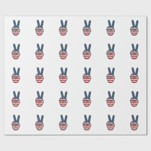 Vintage Patriottisch Vredesteken Hand Vector Desig Cadeaupapier