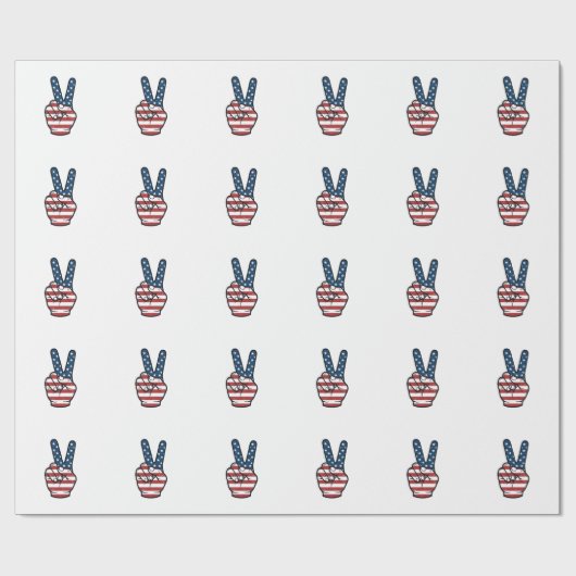 Vintage Patriottisch Vredesteken Hand Vector Desig Cadeaupapier (Vlak)