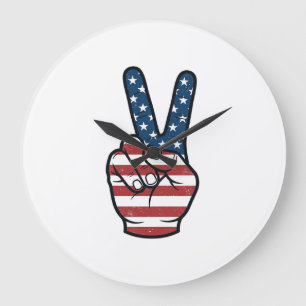 Vintage Patriottisch Vredesteken Hand Vector Desig Grote Klok