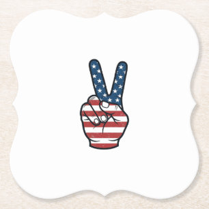 Vintage Patriottisch Vredesteken Hand Vector Desig Kartonnen Onderzetters