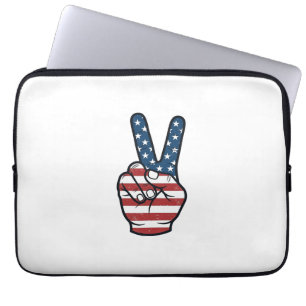 Vintage Patriottisch Vredesteken Hand Vector Desig Laptop Sleeve