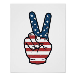 Vintage Patriottisch Vredesteken Hand Vector Desig Perfect Poster