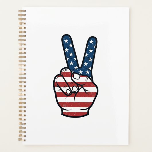 Vintage Patriottisch Vredesteken Hand Vector Desig Planner (Voorkant)