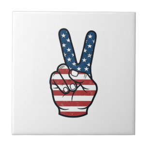 Vintage Patriottisch Vredesteken Hand Vector Desig Tegeltje
