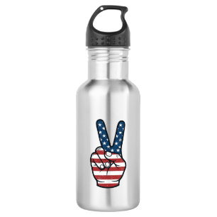 Vintage Patriottisch Vredesteken Hand Vector Desig Waterfles