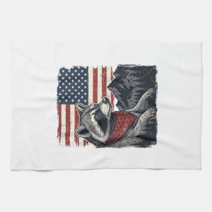 Vintage Patriottisch Wasbeer Berg Vlag Shirt Desi Theedoek