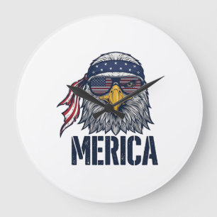 Vintage Patriottische Adelaar Merica T-shirt Ontwe Grote Klok