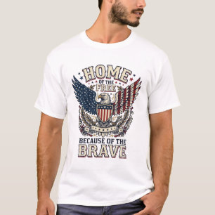 Vintage Patriottische Adelaar Thuis van de Vrije S T-shirt