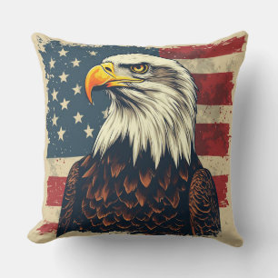 Vintage Patriottische Adelaar voor Trotse Amerikan Kussen