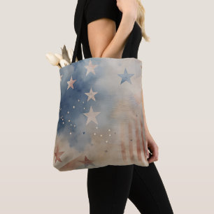 Vintage Patriottische Amerikaanse Vlag Achtergrond Tote Bag