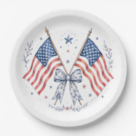 Vintage Patriottische Amerikaanse Vlag Boog Papier Papieren Bordje