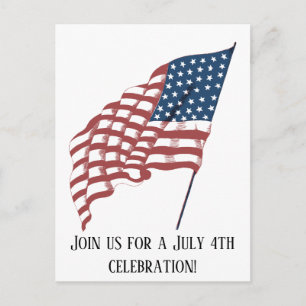 Vintage patriottische Amerikaanse vlag die wappert Briefkaart