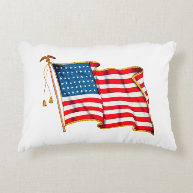Vintage patriottische Amerikaanse vlag, vier juli Accent Kussen (Voorkant)