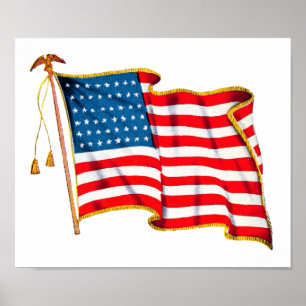 Vintage patriottische Amerikaanse vlag, vier juli Poster