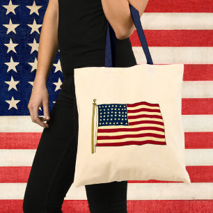 Vintage patriottische Amerikaanse vlag, vier juli Tote Bag