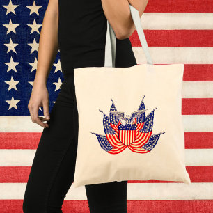 Vintage patriottische Amerikaanse vlag, vier juli Tote Bag