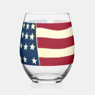 Vintage patriottische Amerikaanse vlag, vier juli Wijnglas Zonder Voet