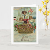 Vintage - Patriottische Beste wensen, Kaart (Gele Bloem)