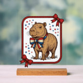 Vintage Patriottische Capybara Vlinderdas Overhemd Acryl Bord (Neutraal)