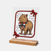 Vintage Patriottische Capybara Vlinderdas Overhemd Acryl Bord (Hoek)