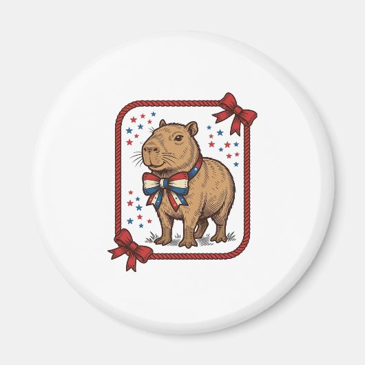 Vintage Patriottische Capybara Vlinderdas Overhemd Magneet (Voorkant)