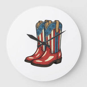 Vintage Patriottische Cowgirl Laarzen Western Shir Grote Klok