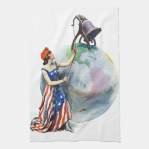 Vintage patriottische Dame Liberty tijdschrift oms Theedoek