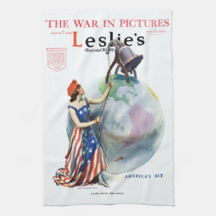 Vintage patriottische Dame Liberty-tijdschriftcove Theedoek