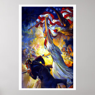 Vintage Patriottische Dame Vrijheid Amerikaanse Vl Poster