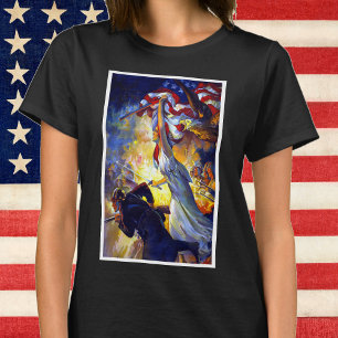 Vintage Patriottische Dame Vrijheid Amerikaanse Vl T-shirt