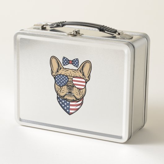 Vintage Patriottische Franse Bulldog Vector Kunst_ (Voorkant)