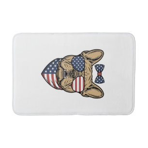 Vintage Patriottische Franse Bulldog Vector Kunst_ Badmat