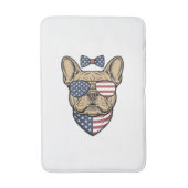 Vintage Patriottische Franse Bulldog Vector Kunst_ Badmat (Voorkant Verticaal)