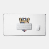 Vintage Patriottische Franse Bulldog Vector Kunst_ Bureaumat (Keyboard & Muis)