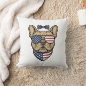 Vintage Patriottische Franse Bulldog Vector Kunst_ Kussen (Deken)
