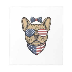 Vintage Patriottische Franse Bulldog Vector Kunst_ Notitieblok