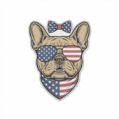 Vintage Patriottische Franse Bulldog Vector Kunst_ Sticker (Voorkant)