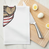 Vintage Patriottische Franse Bulldog Vector Kunst_ Theedoek (Quarter Fold)
