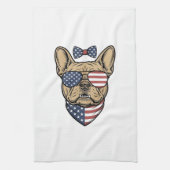 Vintage Patriottische Franse Bulldog Vector Kunst_ Theedoek (Verticaal)