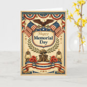 Vintage Patriottische Herdenkingsdag Kaart (Gele Bloem)
