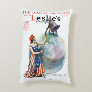 Vintage patriottische Lady Liberty-tijdschriftcove Accent Kussen