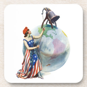 Vintage patriottische Lady Liberty-tijdschriftcove Bier Onderzetter