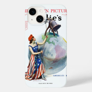 Vintage patriottische Lady Liberty-tijdschriftcove Case-Mate iPhone 14 Hoesje