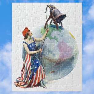 Vintage patriottische Lady Liberty-tijdschriftcove Legpuzzel