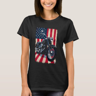 Vintage patriottische motorfiets - USA vlag retro  T-shirt