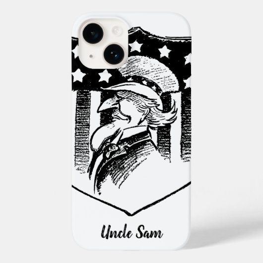 Vintage Patriottische Oom Sam en Amerikaanse Vlag Case-Mate iPhone Case (Achterkant)
