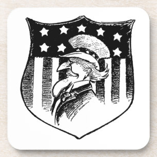 Vintage Patriottische Oom Sam en Amerikaanse Vlag Drankjes Onderzetter