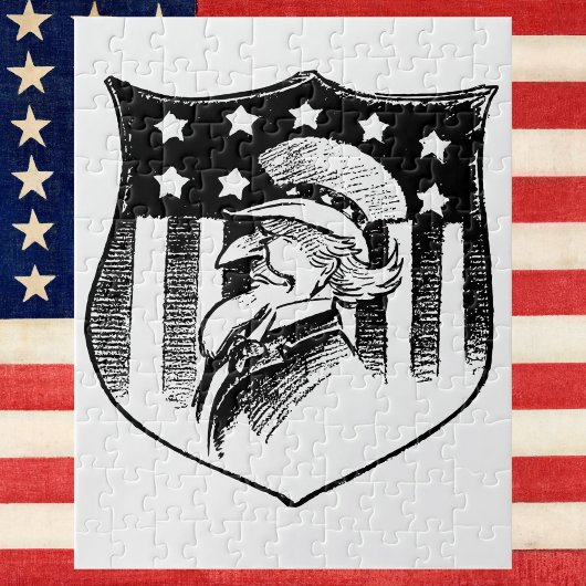 Vintage Patriottische Oom Sam en Amerikaanse Vlag Legpuzzel
