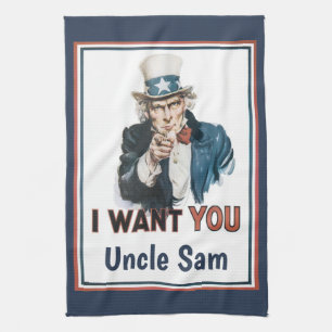 Vintage Patriottische Oom Sam Ik Wil JOU Theedoek